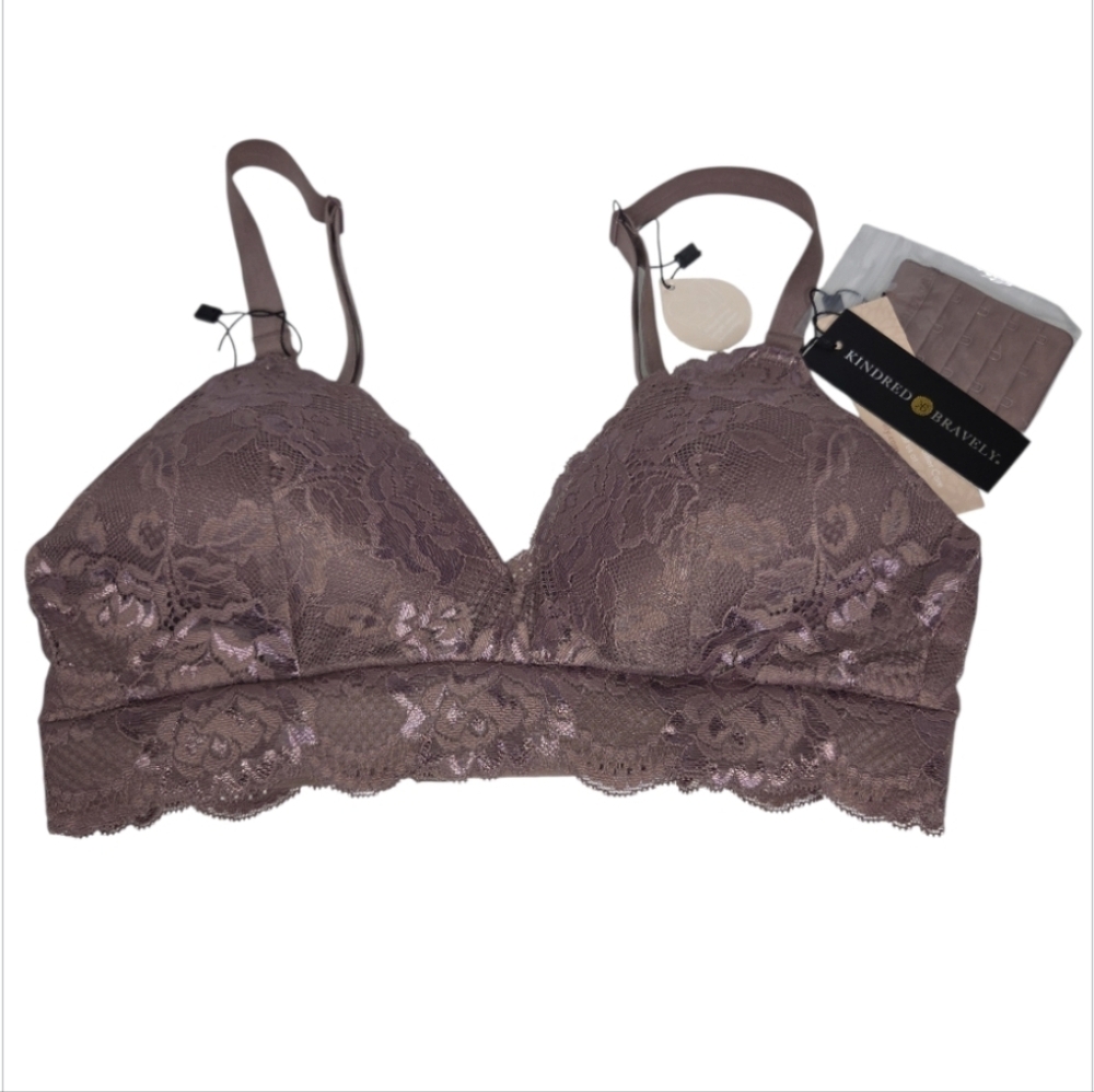 Kindred Bravely Plum Lace Minimalist Hands Free Pumping & Nursing Bra Size S